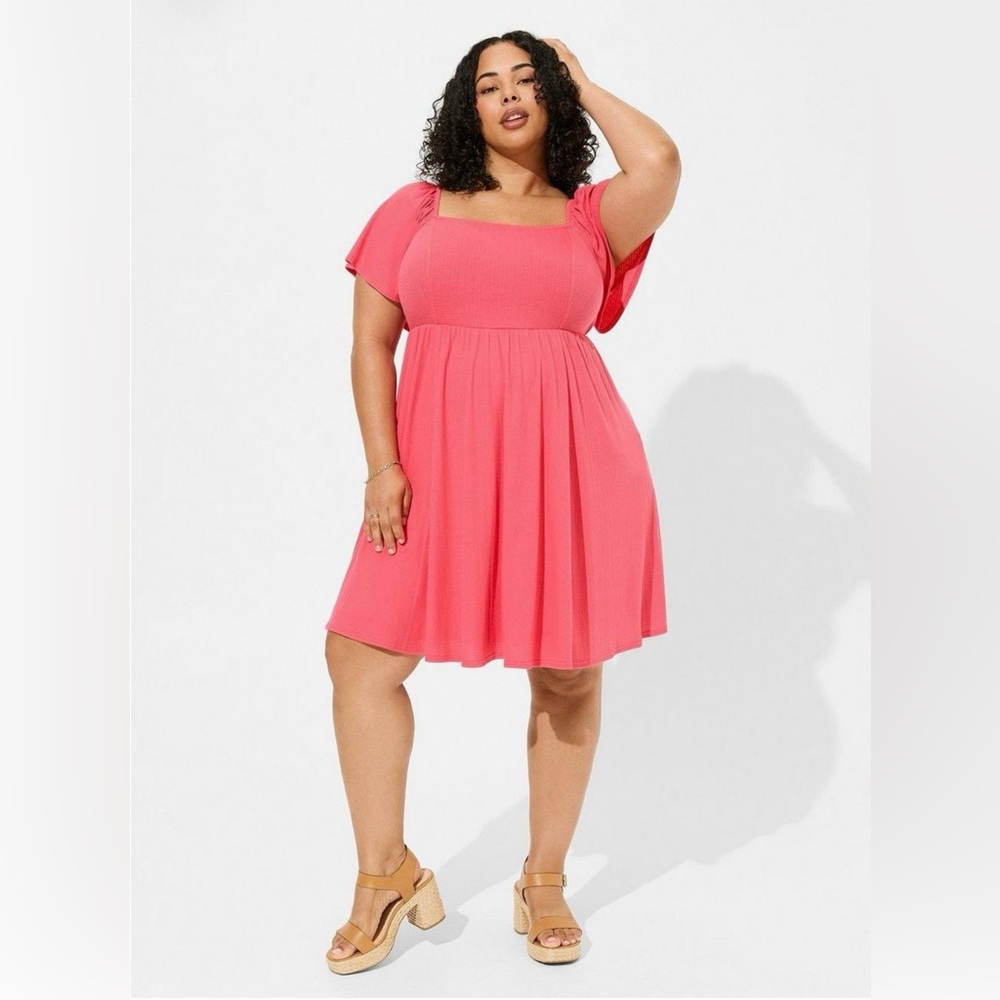 Torrid Mini Textured Knit Flutterback Tie Dress